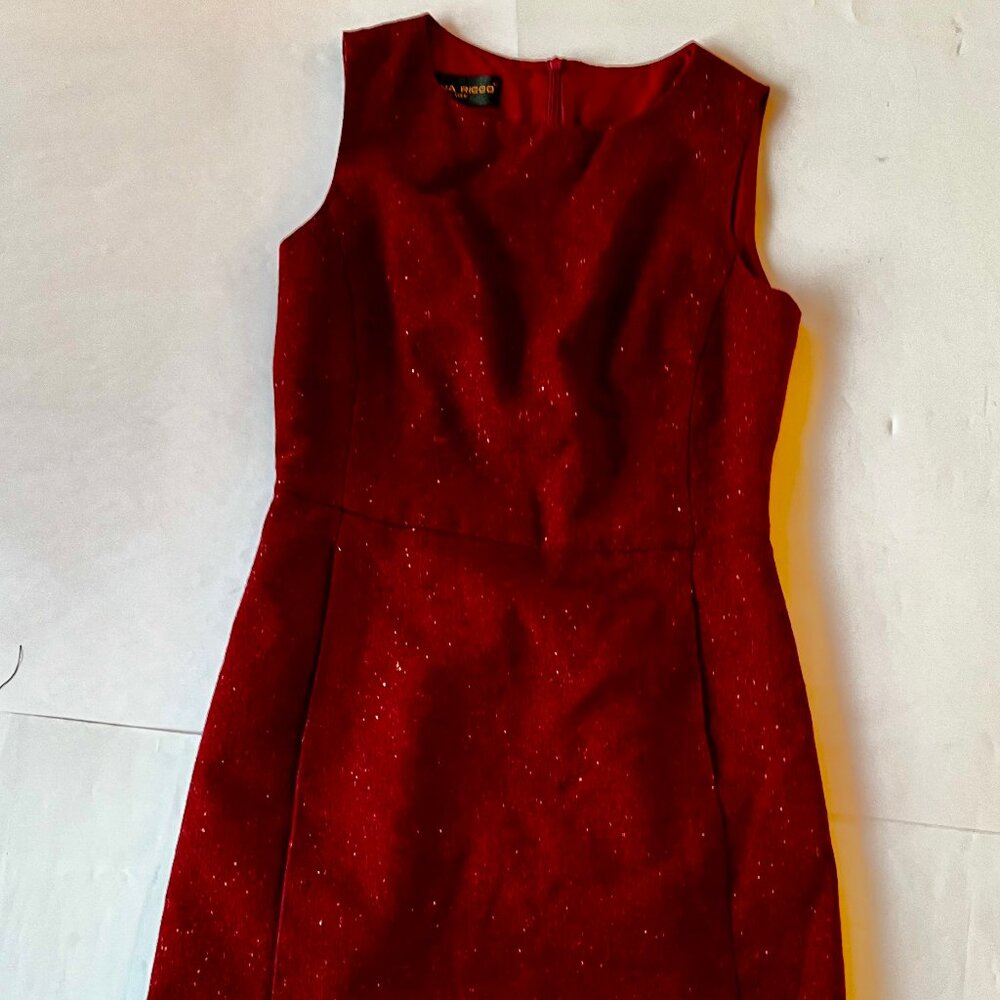Donna Ricco Red Marbled Wool Sheath Dress Size 6